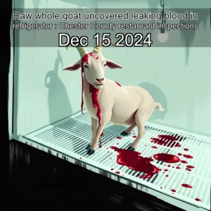 Read more about the article Raw whole goat uncovered  leaking blood in refrigerator : Chester County restaurant inspections  Dec  15  2024